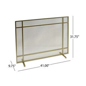 Heritage <b>Grid</b> Design <b>Metal</b> Fireplace Screen Heavy Duty Mesh Spark Guard Freestanding Hearth Protector Heat Resistant - Product Image 2