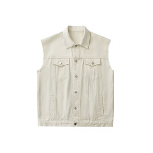 Gilet en jean respirant à capuche pour homme, sans manches, veste courte en jean, gilet boutonné en coton, vêtement d'extérieur décontracté et tendance, grande taille - Product Image 2