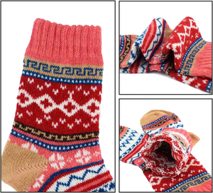 Women's Winter Thick Warm Thermal Fuzzy Jacquard <b>Wool</b> Nordic <b>Socks</b> 100% <b>Wool</b> Crew Length Breathable Knitted - Product Image 3