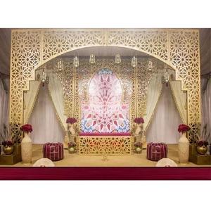 Mandap Metálico Cuadrado de Estilo Marroquí Único para Bodas, Nuevo Diseño de Mandap Metálico Dorado para Bodas en EE. UU. - Product Image 1