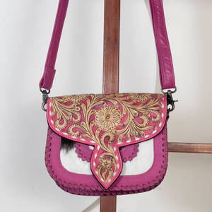 Luxury Hand Tooled Genuine Cowhide Leather Crossbody Handbags Stylish Floral Design <b>Women</b> Crossbody Shoulder <b>Messenger</b> <b>Bag</b> - Product Image 3