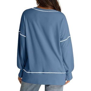 Sudaderas de Alta Calidad Estilo Hip Hop de Manga Larga con Costuras en Contraste para Mujer, Diseño de Parches en Tela de Felpa - Product Image 2