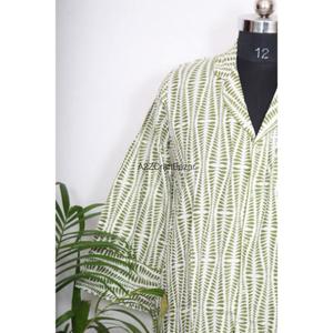 Robe longue 100 % coton pur, écologique, à imprimé floral, imprimée à la main, col en V, taille mini, chemise décontractée, vêtements d'été pour filles - Product Image 4