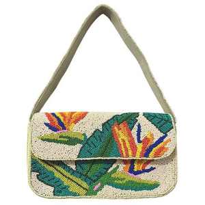 Sac fourre-tout promotionnel artisanal de luxe indien fait main, forme baguette, perles de verre multicolores, décontracté et durable - Product Image 1