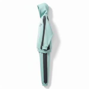 Conjunto Deportivo Unisex Verde Menta con Capucha, Manga Larga, Color Sólido, Bolsillos Laterales, Transpirable, Ropa Casual de Otoño - Product Image 5