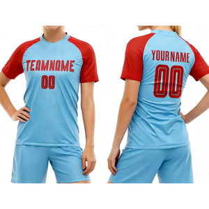 All Season Club Training Suit Factory OEM Custom Logos Name Quick Dry Women's Football Uniform <b>Shirt</b> Shorts 100% <b>Polyester</b> Kits - Product Image 3