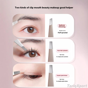 Pince à épiler professionnelle de précision dorée incurvée pour sourcils, en acier inoxydable personnalisé, de luxe, écologique, pour l'épilation du visage, plate et inclinée - Product Image 6