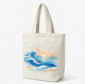 Sac de plage en toile tendance avec motif lettres, beige moyen, réutilisable, prix promotionnel de gros COTTON FIELD - Product Image 3