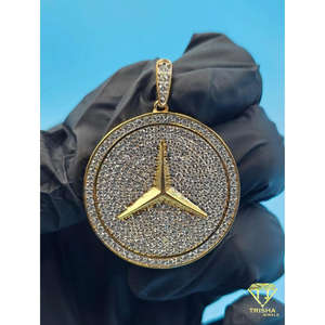 Pendentif rond serti de pierres, luxe, hip-hop, bling, médaillon, pendentif rond serti de pierres de luxe, logo, bijoux hip-hop pour hommes - Product Image 3