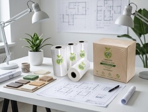 Rouleau de film étirable compostable GE pour emballage industriel, transport et protection contre les dommages pour usine de fabrication - Product Image 1