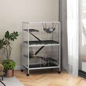 High 50\" Rolling Ferret and Chinchilla Pet Cage with <b>Hammock</b> 4 Access Doors Silver Small Animal Supplies - Product Image 2