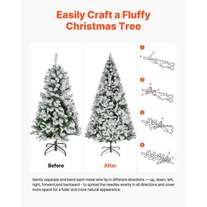 Albero di Natale Artificiale Innevato Preilluminato da 2,2 m con 470 Luci LED Colorate e 11 Modalità di Illuminazione, Decorazioni Natalizie Complete in PET - Product Image 6