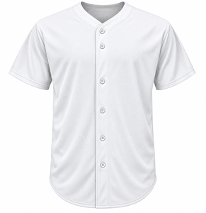 Camiseta de Béisbol Blanca Unisex de Manga Corta con Botones al Frente, Absorbente de Humedad, Poliéster, Corte Regular para Adultos, Color Sólido para Todas las Temporadas - Product Image 2