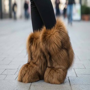 <b>Women</b> Real Fox Fur Snow <b>Boots</b> Unisex Winter Comfort Rubber Midsole Hiking Faux Fur Lining <b>Boots</b> Foxfell Schuhe All USA/EU <b>Sizes</b> - Product Image 4