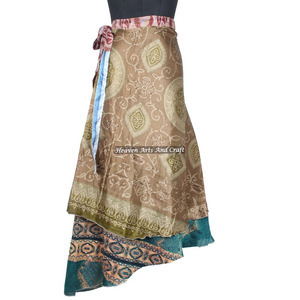 New Beautiful Collection of Vintage Silk Sari <b>Wrap</b> <b>Skirts</b> From India Women Wear Vintage Silk Sari Long Length <b>Wrap</b> Around <b>Skirt</b> - Product Image 5