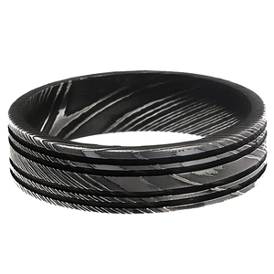 Bague en acier Damas de haute qualité, ajustement confortable, alliance pour un usage quotidien avec un motif élégant - Product Image 4