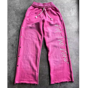 Wholesale Custom <b>Men</b> Mid Casual Oversized Baggy Sweatpants Wide Leg Canvas <b>Polyester</b>/Cotton Fleece Gym <b>Joggers</b> Stack Flares - Product Image 1