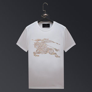 Camisetas de Lujo para Hombre, 100% Algodón, con Pedrería, Diseño Personalizado, Logotipo Brillante, Moda Casual, Transpirable - Product Image 5