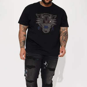 T-shirt personnalisé pour homme avec strass, 180G, col rond, manches courtes, tissu tricoté, style hip-hop, logo imprimé sur le devant - Product Image 6