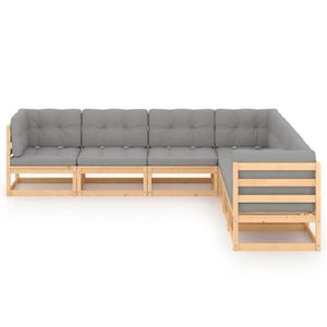 Conjunto de Muebles de Jardín Medianos con Madera de Pino Maciza y Tela de Poliéster, Sofás de Jardín - Product Image 2