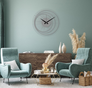 Horloge murale moderne en métal Sunburst, horloge géométrique ronde design, or noir, décoration murale pour salon, chambre, bureau - Product Image 4