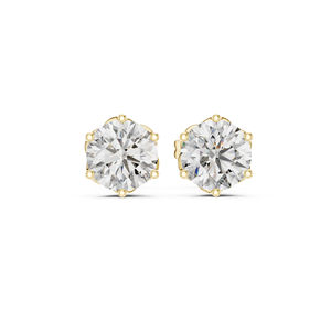 Boucles d'oreilles de fiançailles en or blanc 14 carats avec diamant rond cultivé en laboratoire pour femmes |   Nouveau diamant cultivé - Product Image 3
