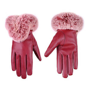 Brown Leather <b>Touchscreen</b> <b>Gloves</b> Wrist Length Winter Driving Cycling <b>Gloves</b> Windproof Warm Full Finger <b>Gloves</b> - Product Image 2