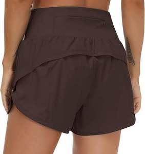 กางเกงขาสั้นออกกำลังกายเอวสูงสำหรับผู้หญิง แห้งเร็ว เหมาะสำหรับวิ่ง ฟิตเนส โยคะ มีกระเป๋า ขายส่ง - Product Image 2