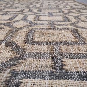Alfombra Kilim Hecha a Mano, Moderna, 80% Yute, 20% Algodón, Reversible, Antideslizante, Apta para Mascotas, con Patrón Geométrico - Product Image 3