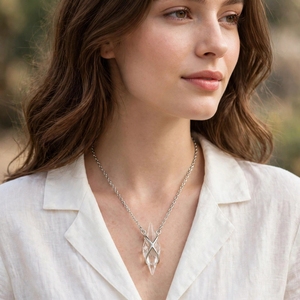 Collier Pendentif Classique en Cristal de Quartz Clair Naturel 25mm, Laiton Plaqué Rhodium, Or, Or Rose, Argent, Bijoux en Pierres Précieuses, Vente en Gros - Product Image 4