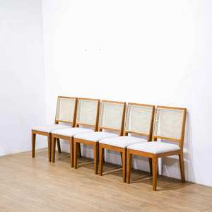 Chaise de salle à manger en bois moderne et écologique, prête à être expédiée, avec dossier en rotin et coussin moelleux, pour la maison, la cuisine ou le restaurant - Product Image 4