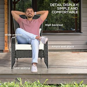 Sedia Adirondack in Rattan Intrecciato con Cuscini Bianco Crema e Schienale Alto Curvo per Uso Esterno a Falò - Product Image 5