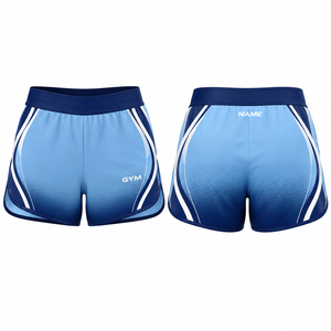 Shorts deportivos con bloques de color, shorts de gimnasio de cintura alta, shorts atléticos MEGAMAPLE, shorts de entrenamiento de poliéster y spandex - Product Image 1