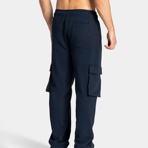 Pantalon de survêtement cargo bleu foncé pour homme de haute qualité, taille élastique avec cordon de serrage, multi-poches, style streetwear décontracté, en polyester mi-lourd, idéal pour l'automne - Product Image 5