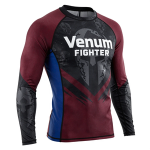 Latest Design Eco-Friendly Rash Guard <b>Compression</b> High Quality Custom Spandex/Polyester Full Sleeve Venum Fighter Rash Guard - Product Image 4