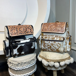 Gran oferta, mochila Floral de gran capacidad de piel de vaca para mujer, bolsa de pañales de viaje multifunción de cuero con herramientas, alta moda - Product Image 4