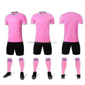 Лидер продаж, Молодежная розовая и черная Футбольная форма унисекс, детская розовая Футбольная форма на заказ, индивидуальная футбольная командная форма