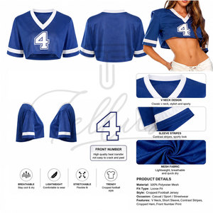 Custom <b>Mesh</b> Jersey Shirts for Women Y2k Crop Tops Streetwear Sportswear <b>Short</b> Sleeve T-Shirt Football Jersey Tops - Product Image 5