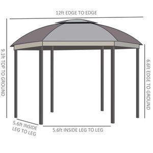 144x144 pollici esterno Patio cupola Gazebo pensilina con doppio tetto rete di rete per pareti laterali tende con cerniera porte - Product Image 3
