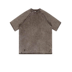 Camisetas de Hombre Oversize de Punto 100% Algodón Estilo Urbano Hip Hop con Estampado Lavado Ácido y Logo Personalizado Vintage al por Mayor - Product Image 1