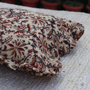 Best Handmade Bohemian Cotton <b>Pillow</b> Covers Luxury Indian Block Print Frill Cushion Cover Floral <b>Throw</b> Raffle Customizable - Product Image 3