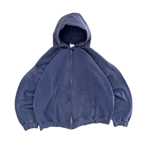 Sweat à capuche zippé personnalisable pour homme, style vintage, effet vieilli, délavé à l'acide, impression sérigraphiée, couleur unie, hiver, coupe courte - Product Image 5