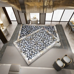 Juego de Bandejas de Servir de Lujo Modernas con Incrustaciones de Madreperla, Ecológicas, Hechas a Mano, 2 Bandejas con Diseño de Mosaico Geométrico, Multiusos para Hogar y Hotel - Product Image 4