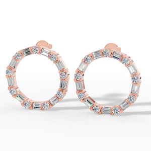 Pendientes de Aro/Huggie de Oro de 18K con Diamantes Cultivados en Laboratorio |   36 Piezas de Joyería Fina de Lujo con Corte Baguette, Regalo de Boda para Mujer - Product Image 4