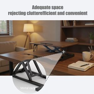 Convertitore per Scrivania Regolabile in Altezza da 32 Pollici, Postazione di Lavoro per Laptop con Doppio Monitor, Vassoio Tastiera Largo, Design Portatile Waln - Product Image 4