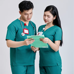 Vietnam Made 52% Cotton 45% Polyester 3% Spandex FMF Unisex Needle Detection Woven Fabric Hospital Use Medical <b>Scrub</b> <b>Set</b> - Product Image 1