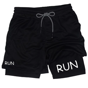 กางเกงวิ่งออกกำลังกายผู้ชายแบบ 2 in 1 สองชั้น ระบายอากาศได้ดี ขายส่ง กางเกงออกกำลังกายแห้งเร็ว มีกระเป๋าซิป - Product Image 6