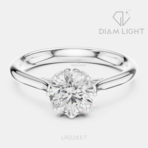 Bague de fiançailles solitaire en or blanc 14 carats avec diamant de laboratoire certifié IGI, taille ronde 0,95 carat, bijoux fins pour mariage et anniversaire - Product Image 1