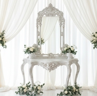 VDI Exports Ensemble console et miroir en résine polyester sculpté à la main blanc antique NOUVELLE ARRIVÉE Décoration de scène d'entrée de mariage de luxe