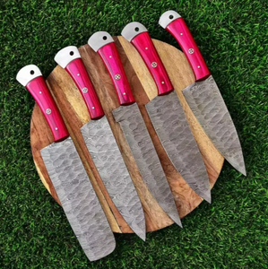 Juego de Cuchillos de Cocina Premium de Damasco, Ambidiestros, con Mango de Madera Sostenible, Afilados para Carne, Frutas y Verduras - Uso Profesional - Product Image 5